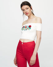 Load image into Gallery viewer, Bardot neckline crop top
